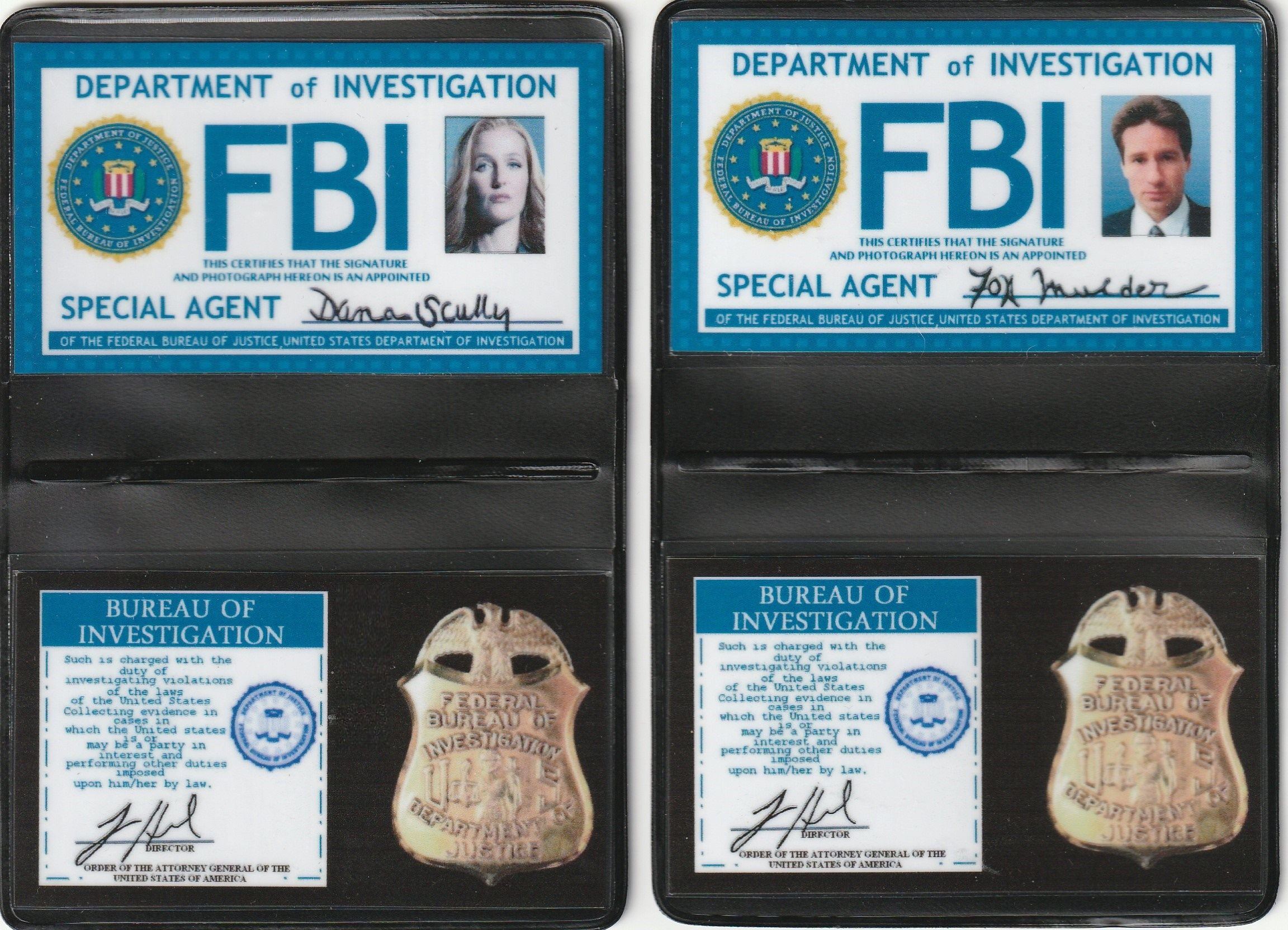 X-Files Lot Badges FBI Mulder et Scully