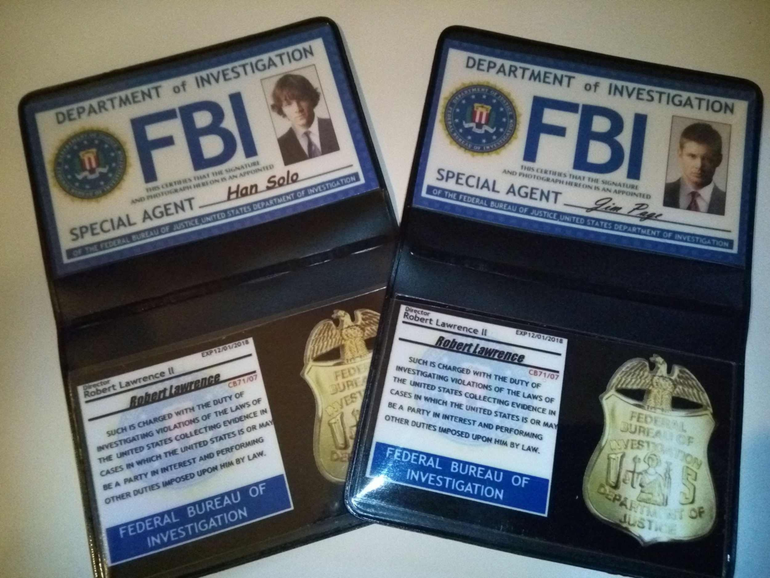 Badges FBI pour cosplay supernatural