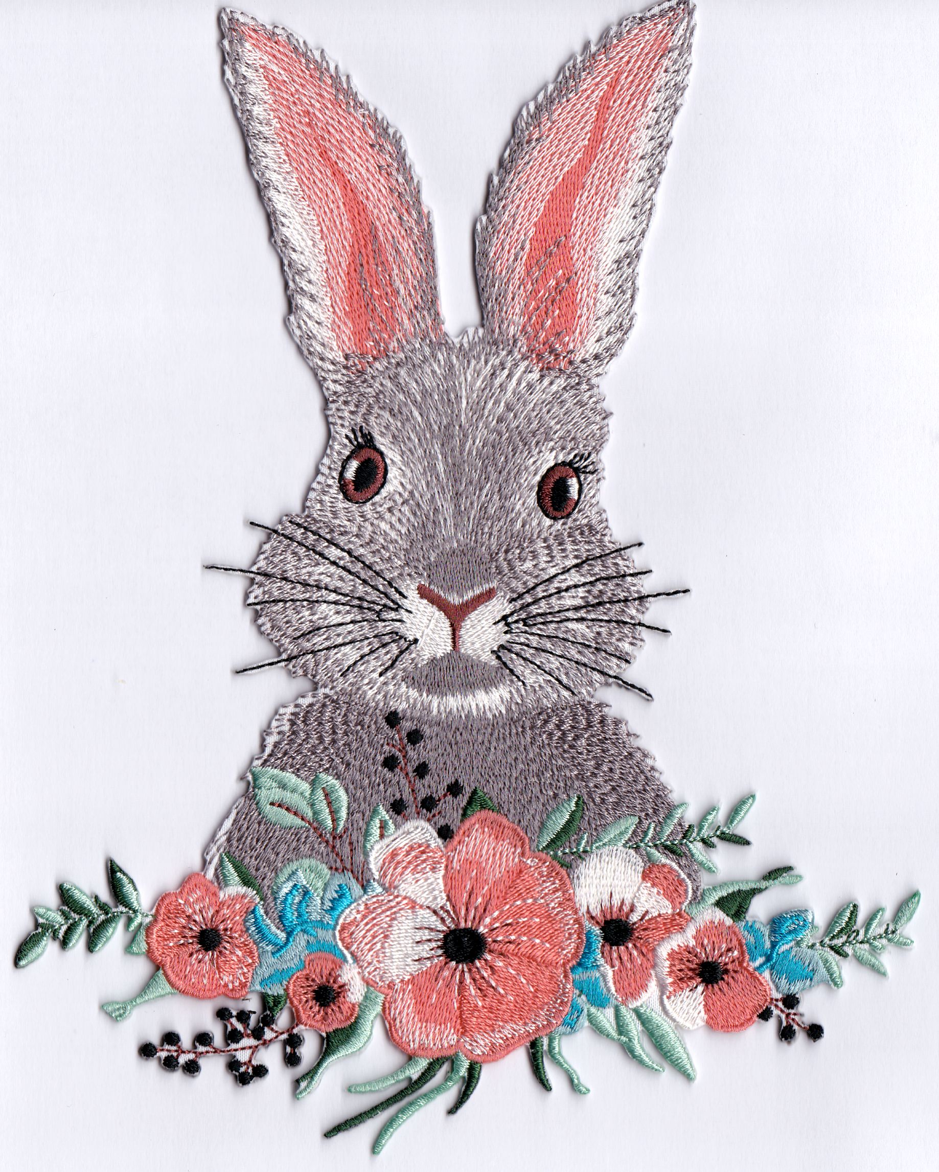 ecusson-lapin-avec-fleurs