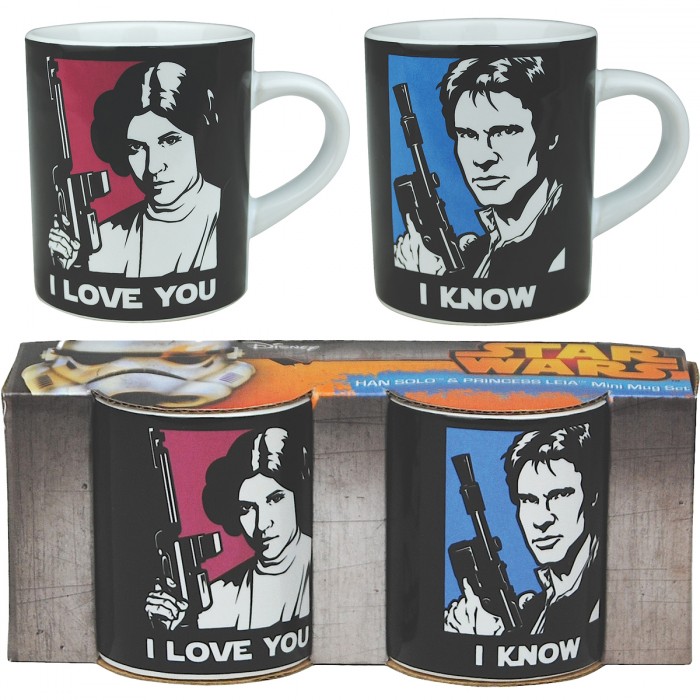 Lot 2 tasses Star Wars Han Solo et Leia