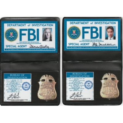 X-Files Lot Badges FBI Mulder et Scully