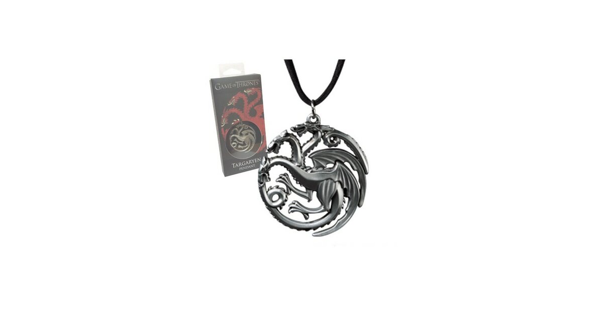 Pendentif Game Of Thrones – Maison Targaryen – En Acier Inoxydable Argenté – Neuf Avec étiquettes – Pour Les Fans !