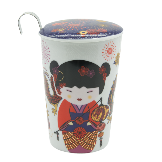 Tisaniere sweet Little Geisha Fire  porcelaine double paroi avec filtre - 35 cl