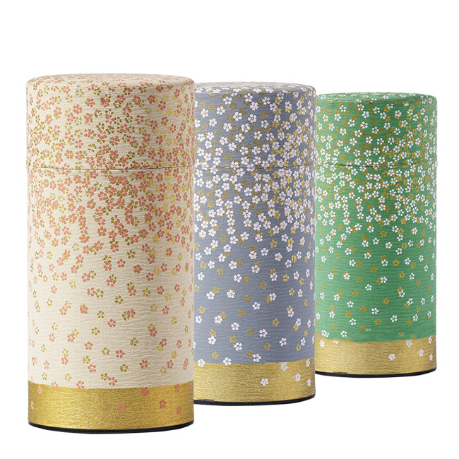Boîte à thé ronde - Motifs floraux fins - 150 g - Coloris multiples