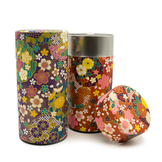 Boîte à thé japonaise Hana - 150 g - violet ou rouge