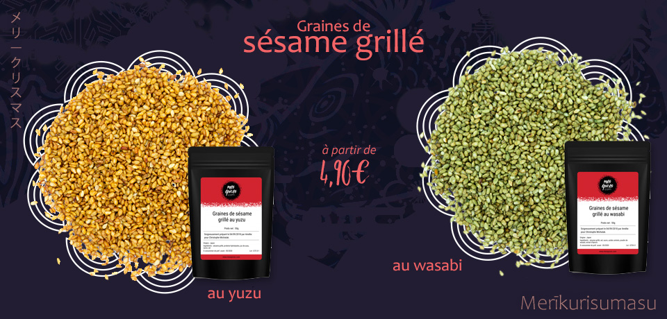 Ingrédient indispensable de la cuisine asiatique, le sésame torréfié et parfumé au wasabi relève à merveille vos pâtisseries et plats salés.