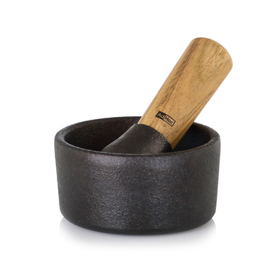 Mortier Et Pilon En Bois D'Acacia Samhita - 12.7x12.7x10.2 Cm - Pour Épices, Ail, Noix
