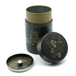 boite-a-the-yumiko-noir-or-150g-decor-fleurs-bouchon-hermetique