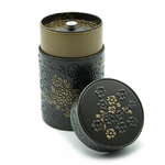 boite-a-the-yumiko-noir-or-150g-decor-fleurs-embossees