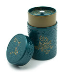 boite-a-the-yumiko-bleu-or-150g-decor-fleurs-embossees