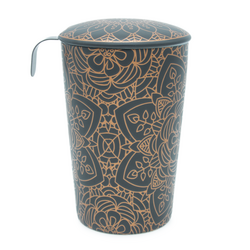 Tisanière Mandala Ebony porcelaine double paroi avec filtre - 35 cl