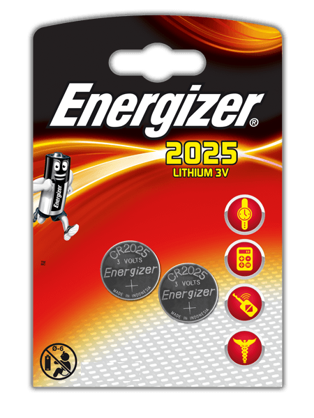 Blister de 2 piles bouton lithium CR2025 Energizer
