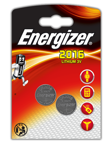 Blister de 2 piles bouton lithium CR2016 Energizer