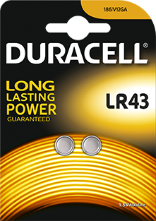 Blister de 2 piles bouton LR43 Duracell