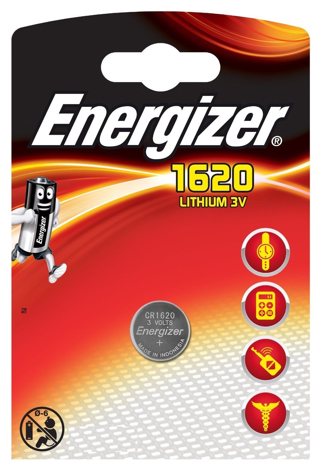 1 Pile bouton CR1620 Energizer Lithium 3v