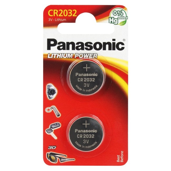 Blister de 2 piles lithium CR2032 Panasonic