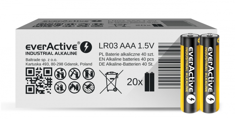 40 piles alcalines AAA LR03 Everactive