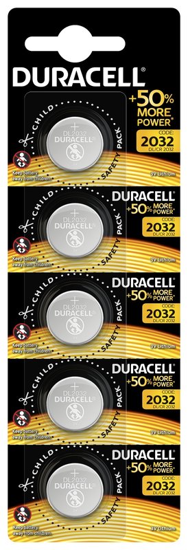 Plaquette de 5 piles lithium CR2032 Duracell