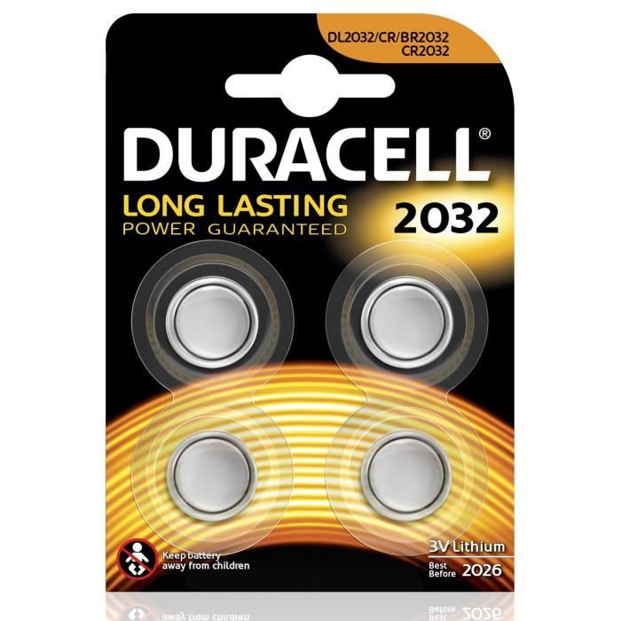 Blister de 4 piles lithium CR2032 Duracell