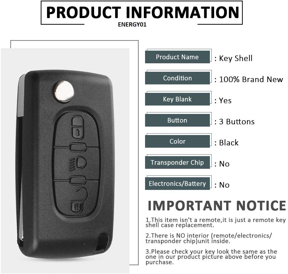 Coque clé Citroën 3 boutons VA2 CE0523, photo 7