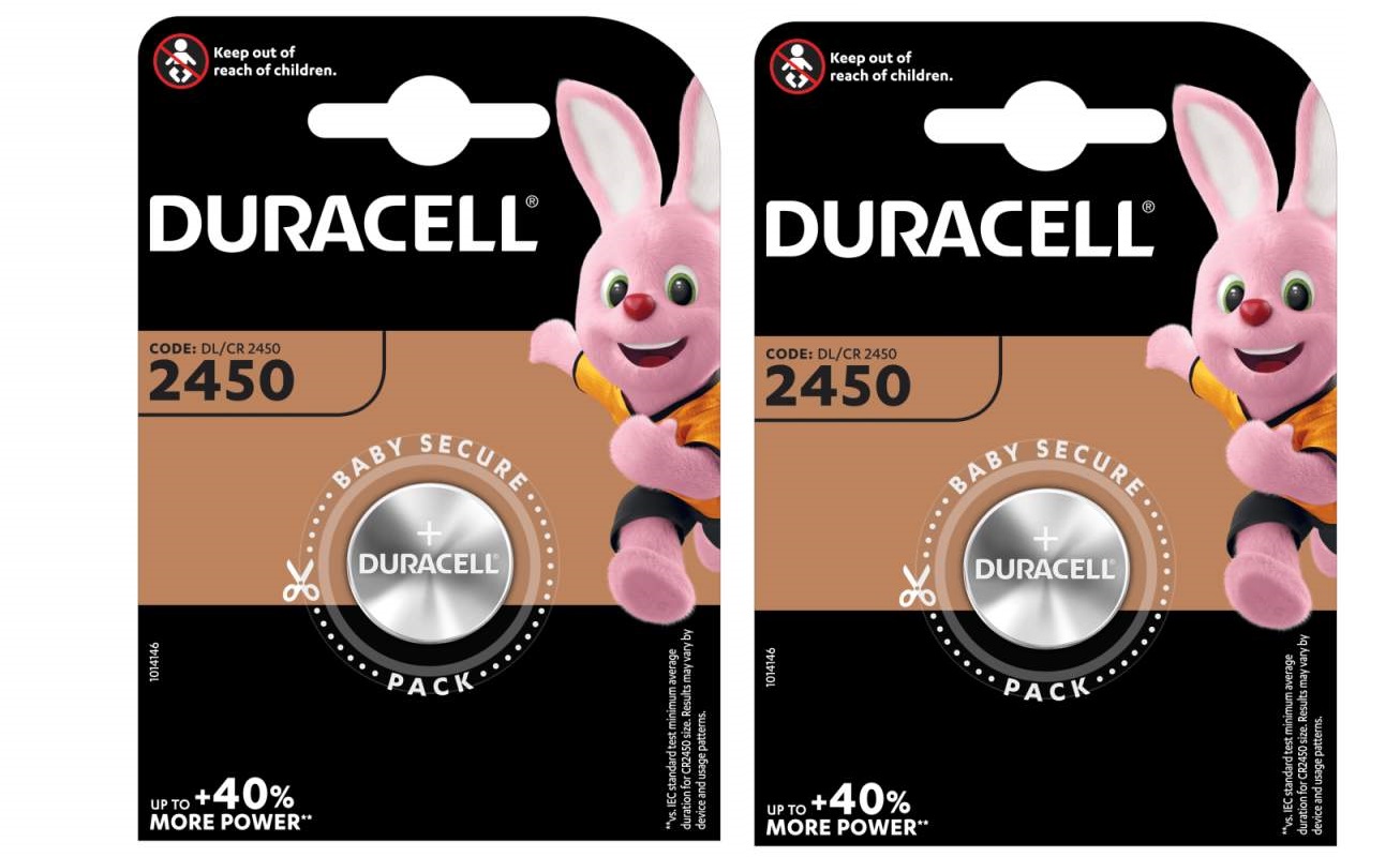 2 piles plates lithium CR2450 Duracell