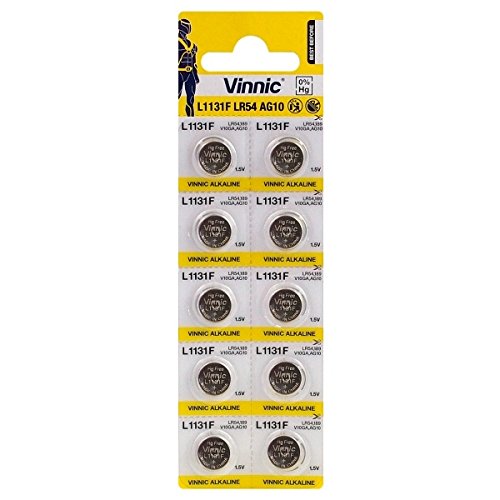 10 piles bouton alcalines AG10 LR54 Vinnic