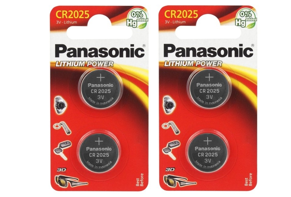 4 piles lithium CR2025 Panasonic en blisters de 2