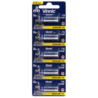 5 piles alcalines 27A 12 V Vinnic