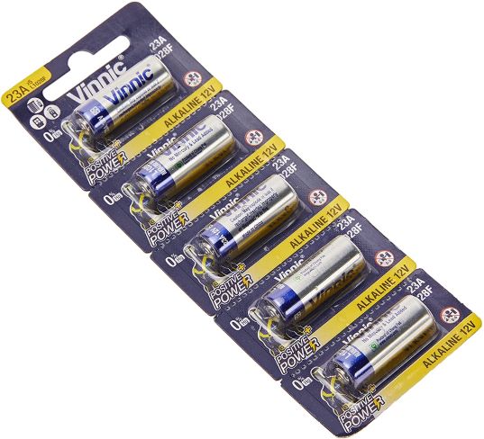 5 piles alcalines 23A 12 V Vinnic