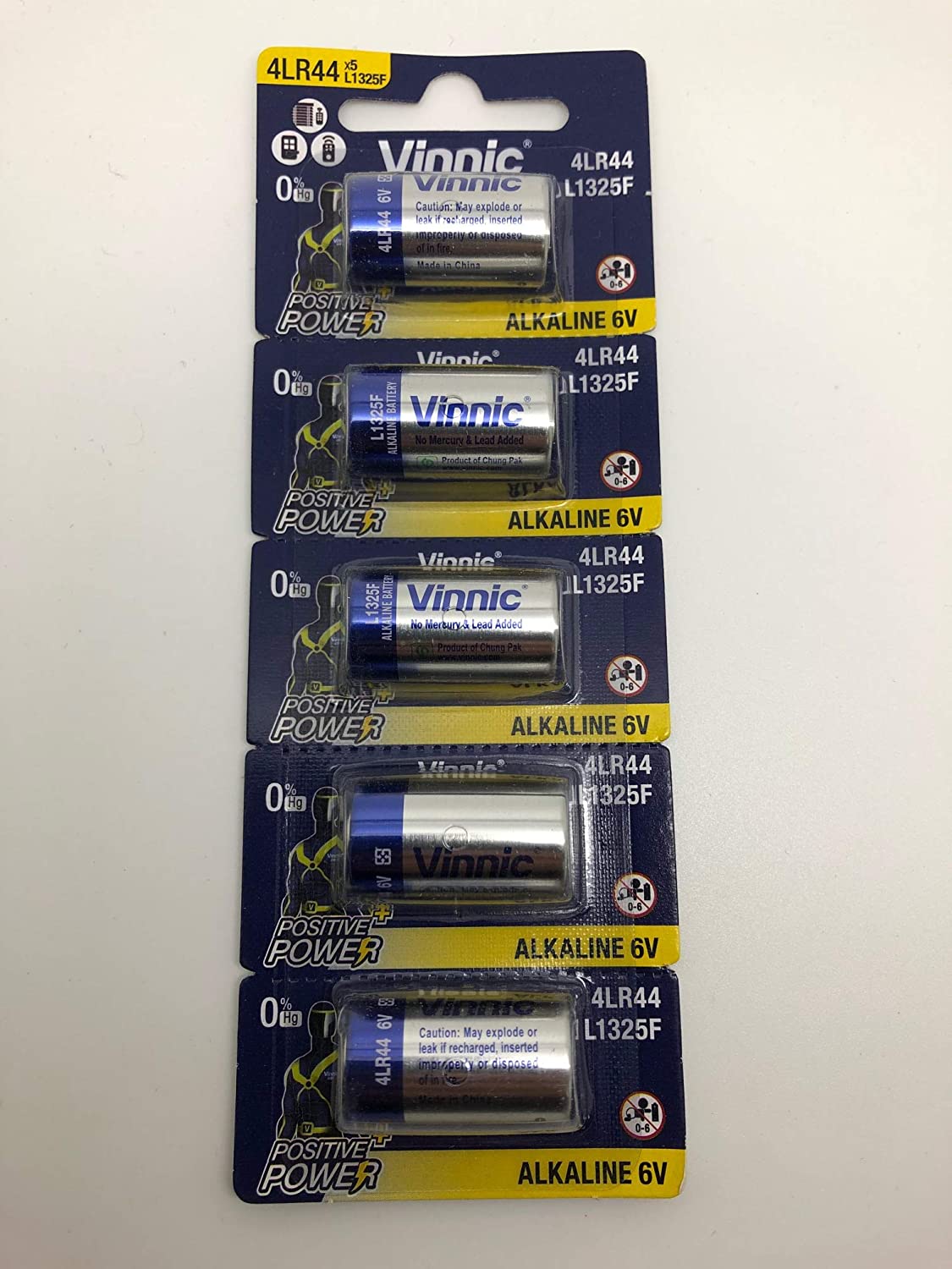 5 piles alcalines 4LR44 6 V Vinnic