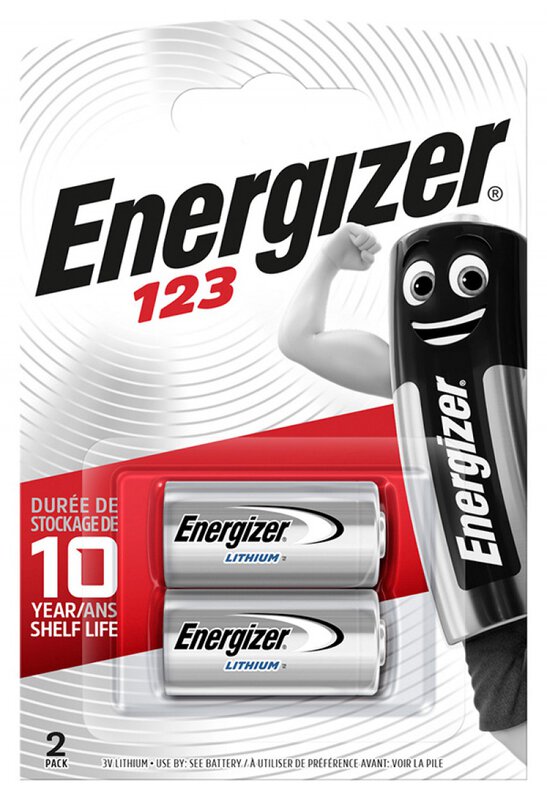 Blister de 2 piles lithium CR123A Energizer