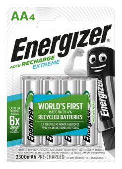 4 piles AA rechargeables Ni-MH Energizer 2300 mAh