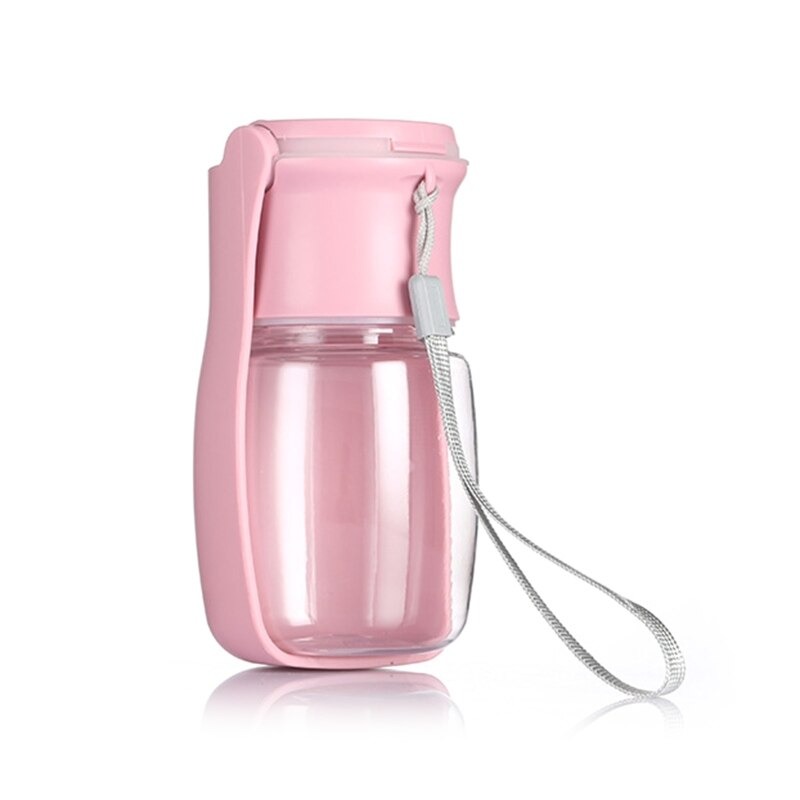 Gourde pour chien Pounet rose avec abreuvoir intégré