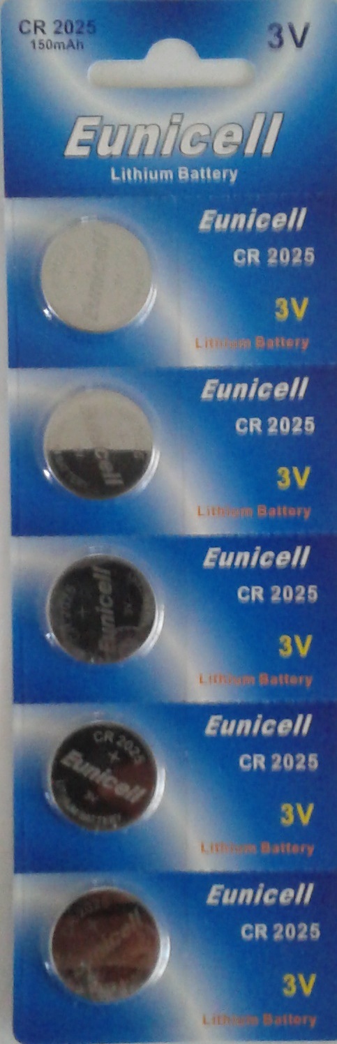 5 piles bouton lithium CR2025 Eunicell
