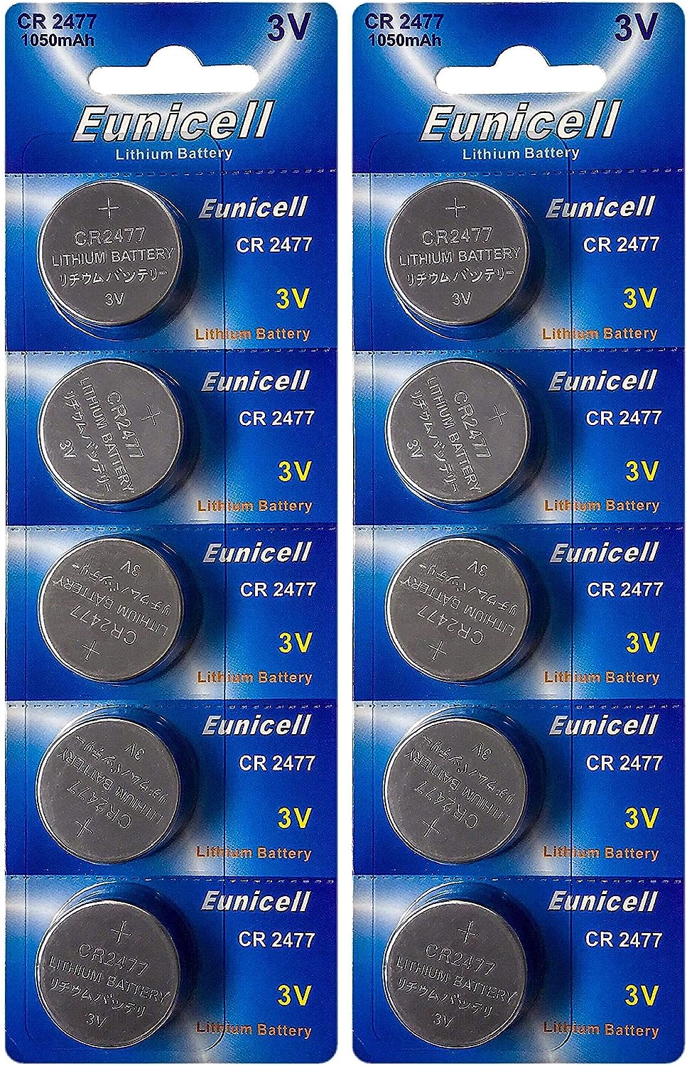 10 piles lithium CR2477 Eunicell en 2 plaquettes