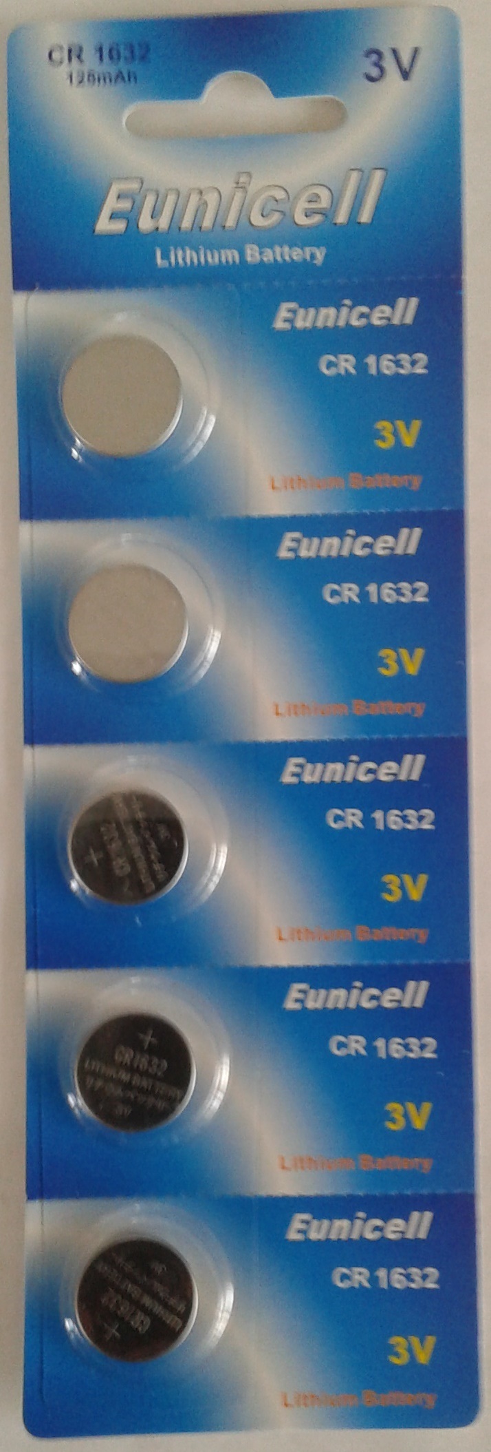 5 piles bouton lithium CR1632 Eunicell