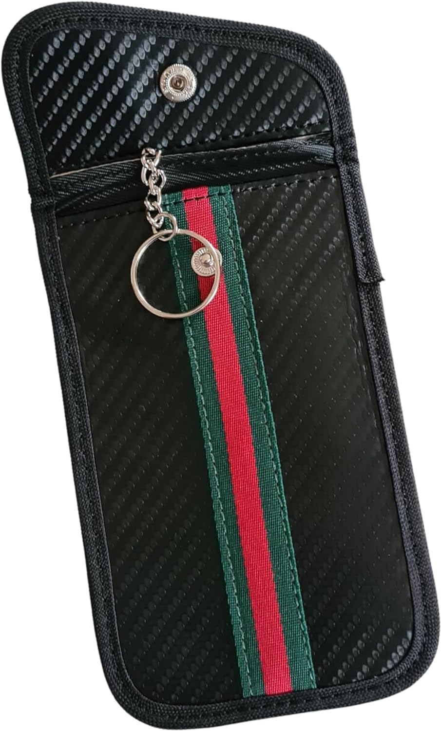 Étui anti-RFID noir à bande colorée pour clé de voiture, 15 x 9 cm