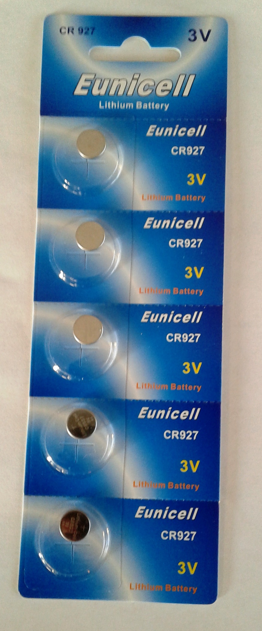 5 piles bouton lithium CR927 Eunicell
