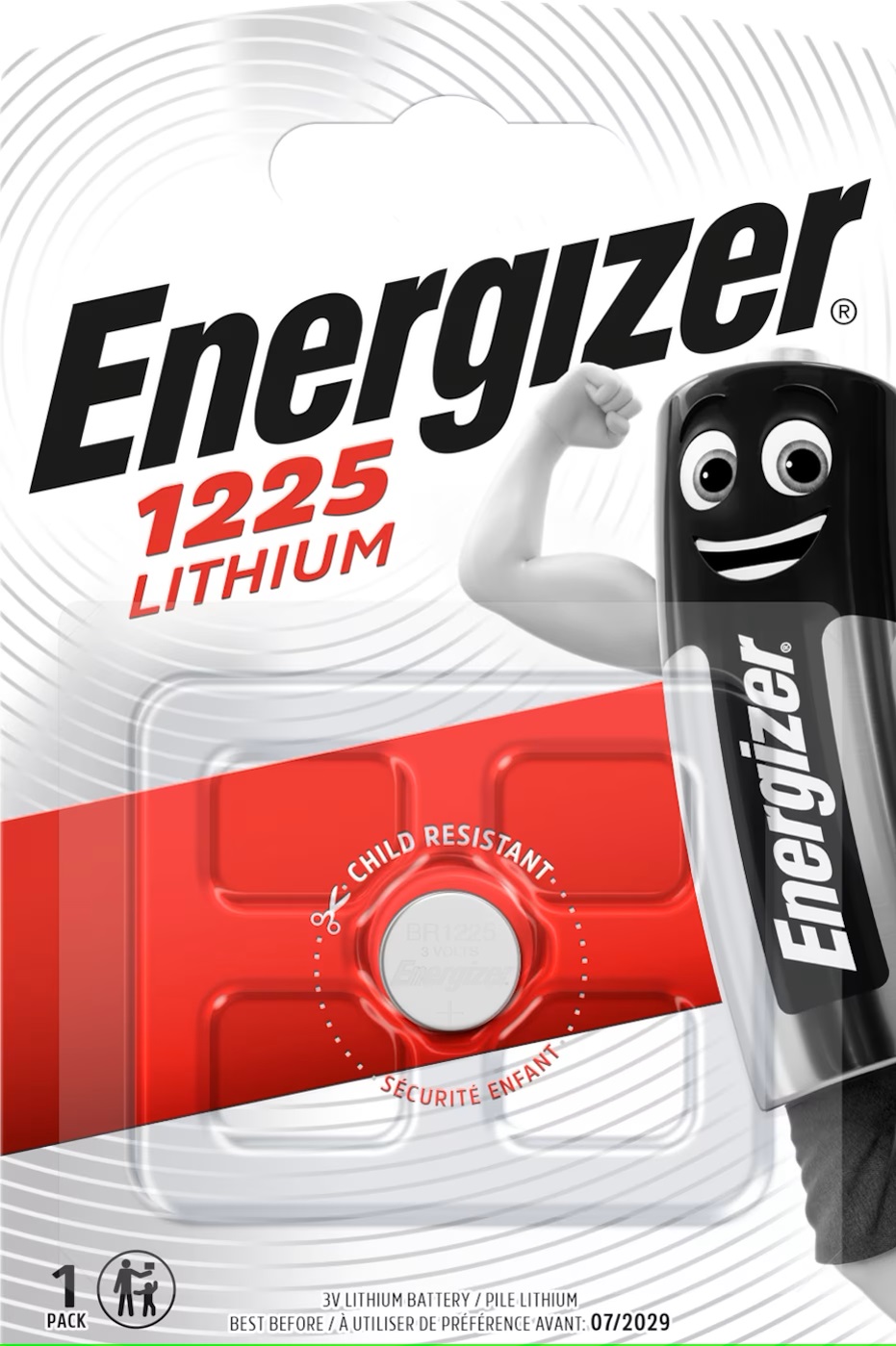 Pile plate lithium CR1225 Energizer