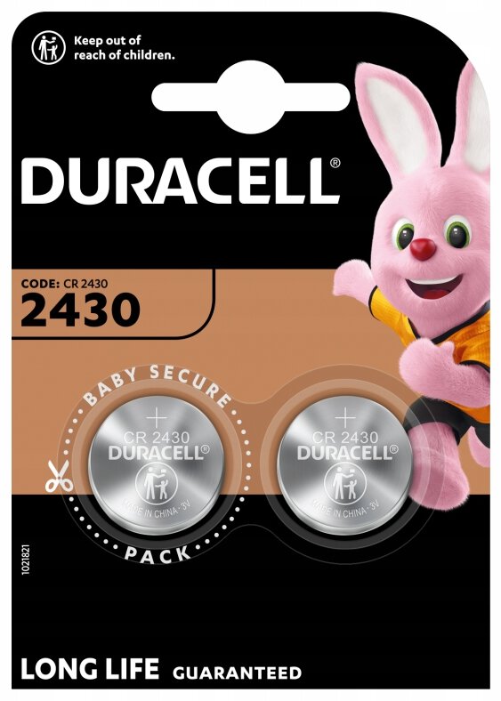 Blister de 2 piles plates lithium CR2430 Duracell