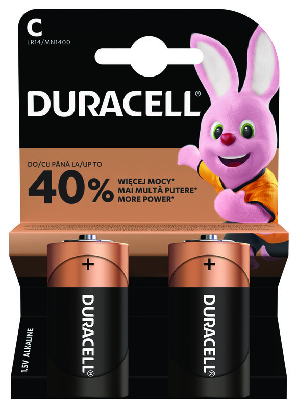 2 piles alcalines C LR14 Duracell Plus