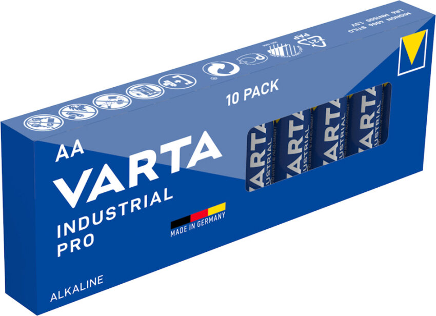 Boîte de 10 piles alcalines AA LR6 Varta Industrial Pro 4006