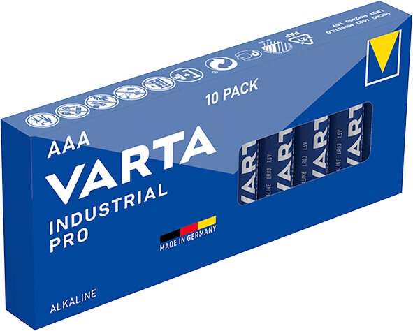 Boîte de 10 piles alcalines AAA LR03 Varta Industrial Pro 4003