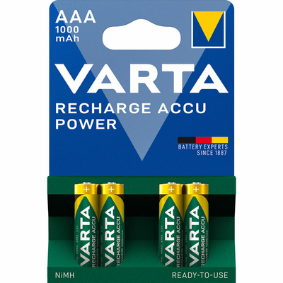 Lot de 4 piles rechargeables VARTA AAA R03 1000mAh 1.2V