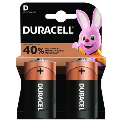2 piles alcalines D LR20 Duracell
