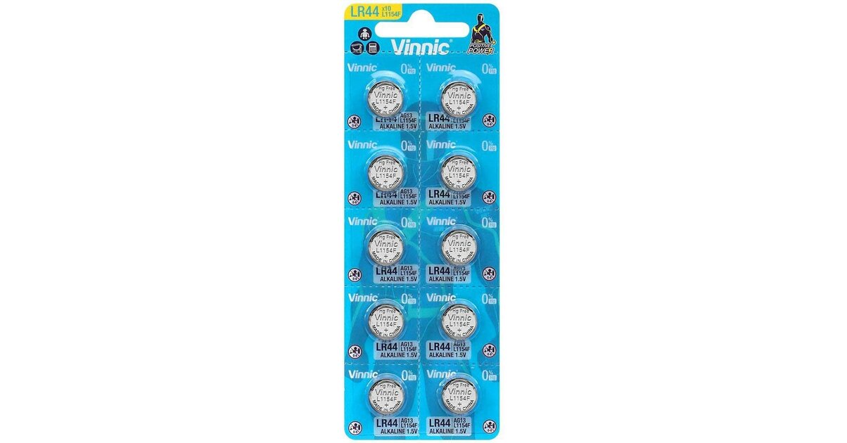 Pack De 10 Piles Bouton Vinnic L1154F / LR44 / AG13 - Alcaline 1.5V - Envoi Suivi