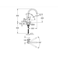 mitigeur-devier-bauedge-monocommande-bec-haut-grohe-31590000