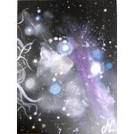 tableau design tête femme à lenvers espace cosmos galaxie étoile