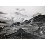 tableau art artiste contemporain montagne noir et blanc