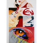 tableau design contemporain art artiste femme rouge noir